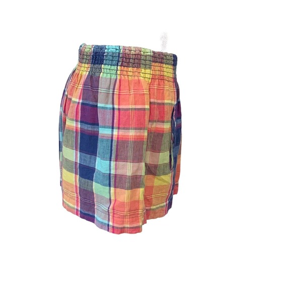 Hollister Plaid Multi Color Lined Skirt Pull on 2 Front Pockets Size Small Linen - Picture 3 of 13